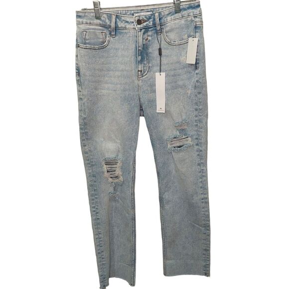 VIGOSS Denim - Vigoss Women's Stevie Crop Straight Jeans Light Wash~Distressed~Stretch~ Size 28